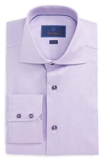 Men's David Donahue Trim Fit Solid Dress Shirt .5 32/33 - Purple
