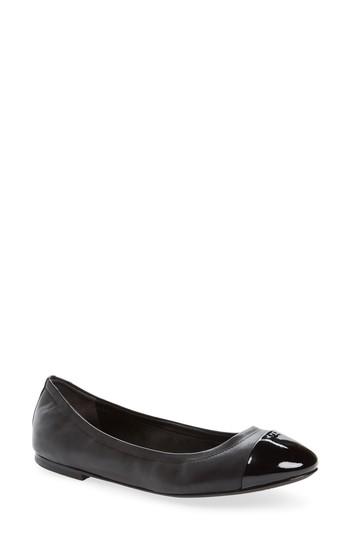 Women's Tory Burch Shelby Cap Toe Ballet Flat M - Black