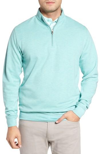 Men's Peter Millar Crown Comfort Jersey Quarter Zip Pullover - Green