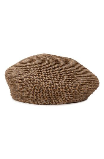 Women's Brixton Audrey Straw Beret - Brown