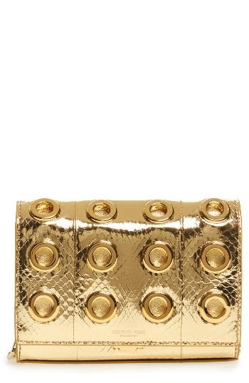 Michael Kors Small Yasmeen Metallic Genuine Snakeskin Clutch -