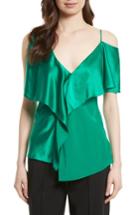 Women's Diane Von Furstenberg Asymmetrical Sleeve Ruffle Blouse - Green