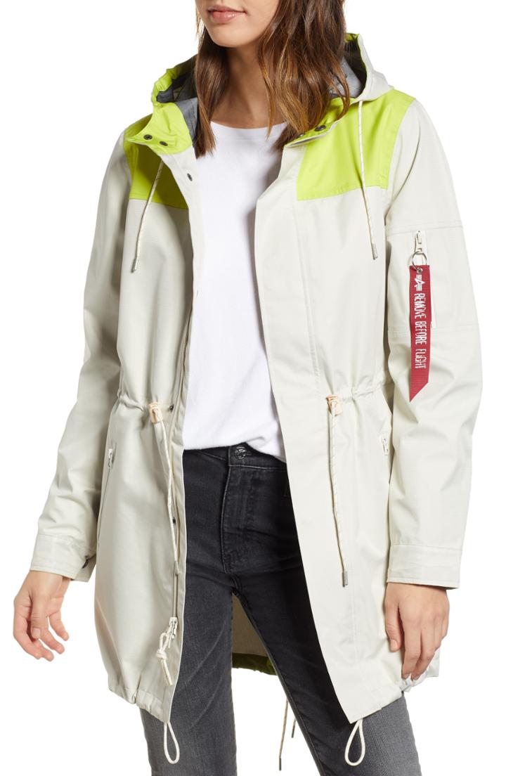 Women's Alpha Industries Deluge Waterproof Ripstop Raincoat - White