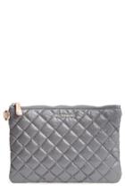 Mz Wallace Small Metro Quilted Oxford Nylon Zip Pouch - Grey