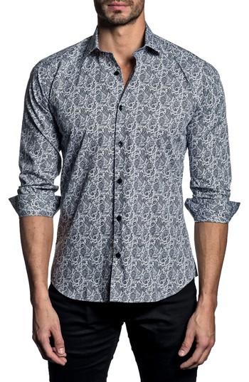 Men's Jared Lang Trim Fit Paisley Sport Shirt - Black