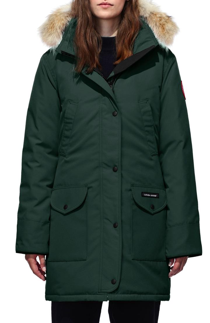 Women's Canada Goose 'trillium' Regular Fit Down Parka With Genuine Coyote Fur Trim (6-8) - Blue