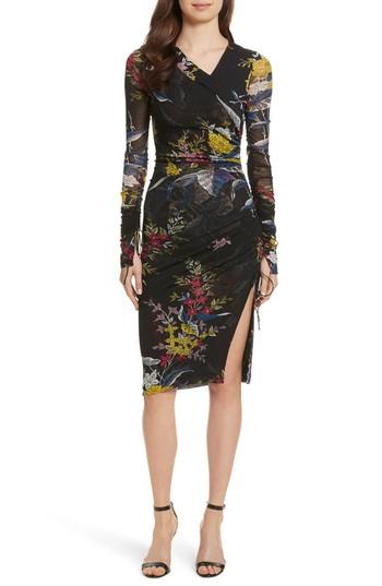 Women's Diane Von Furstenberg Ruched Faux Wrap Dress - Black