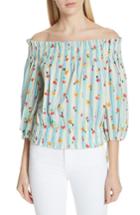 Women's Caroline Constas Lou Off The Shoulder Crop Top - Blue