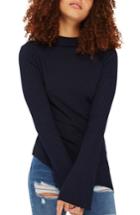 Women's Topshop Asymmetrical Ribbed Sweater Us (fits Like 0) - Blue