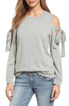 Women's Pleione Cold Shoulder Tie Sleeve Sweatshirt, Size - Grey
