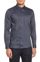 Men's Ted Baker London Norbor Modern Slim Fit Microdot Print Sport Shirt (l) - Blue