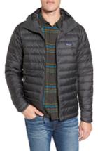 Men's Patagonia Packable Windproof & Water Resistant Goose Down Sweater Hooded Jacket - Grey