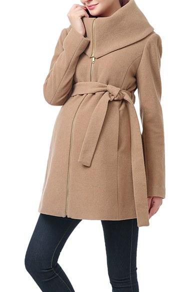 Women's Kimi And Kai 'mia' High Collar Maternity Coat - Beige