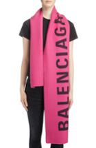 Women's Balenciaga Logo Jacquard Wool Scarf, Size - Black