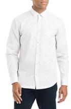 Men's Good Man Brand Slim Fit Geometric Sport Shirt - White