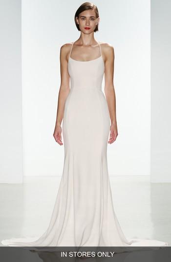 Women's Nouvelle Amsale Audrey Crepe Racerback Gown, Size In Store Only - White