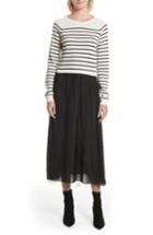 Women's Red Valentino Stripe Knit & Point D'esprit Dress - Black