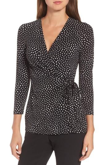 Women's Anne Klein Dot Print Faux Wrap Top