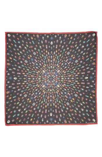 Women's Alexander Mcqueen Jeweled Bugs Print Silk Scarf, Size - Black