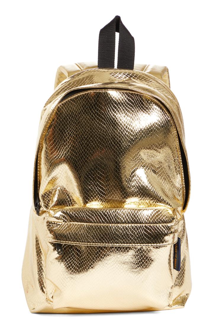Comme Des Garcons Small Metallic Faux Leather Backpack -