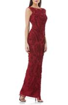 Women's Js Collections Mesh Column Gown - Red