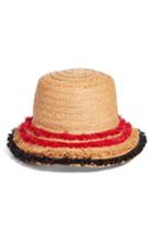 Women's Halogen Fringe Raffia Packable Bucket Hat - Beige