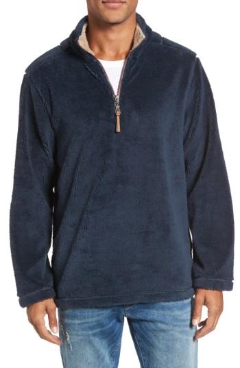 Men's True Grit Pebble Pile Faux Fur Half Zip Pullover, Size - Black