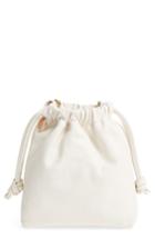 Clare V. Leather Drawstring Wristlet Pouch - Ivory
