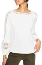 Women's Boden Lace Inset Cotton Sweater - Ivory
