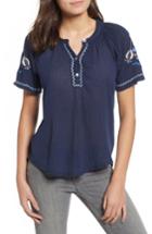 Women's Lucky Brand Embroidered Top - Blue