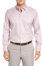 Men's David Donahue Regular Fit Plaid Sport Shirt, Size - Orange