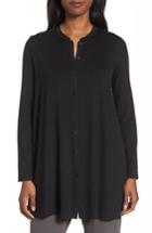 Women's Eileen Fisher Button Front Jersey Tunic - Black