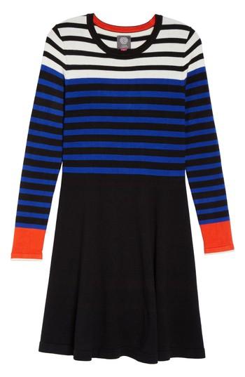 Women's Vince Camuto Stripe Sweater Fit & Flare Dress - Black