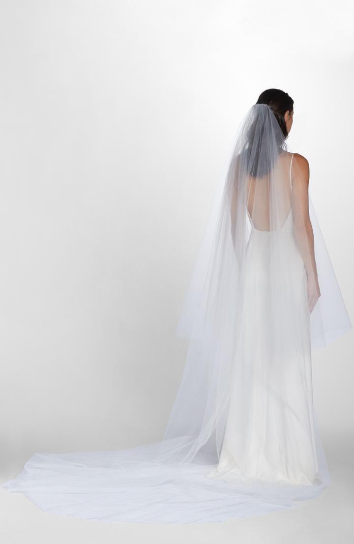 Wedding Belles New York Mia Raw Edge Cathedral Veil, Size - White