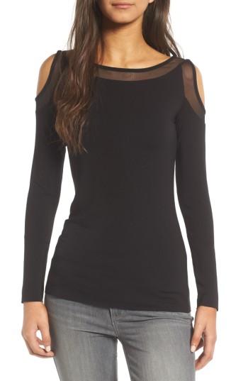 Women's Bailey 44 Mesh Trim Cold Shoulder Top - Black