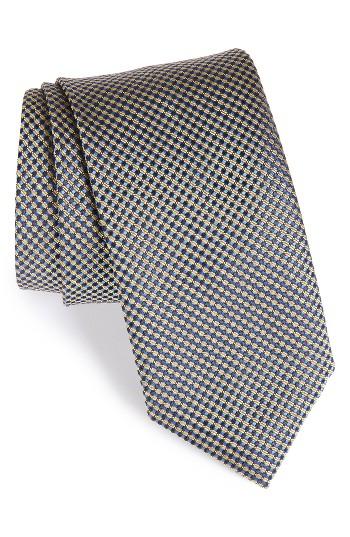Men's Canali Check Silk Tie, Size - Yellow