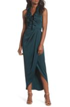 Women's Shona Joy Luxe Plunging Frill Maxi Dress - Green