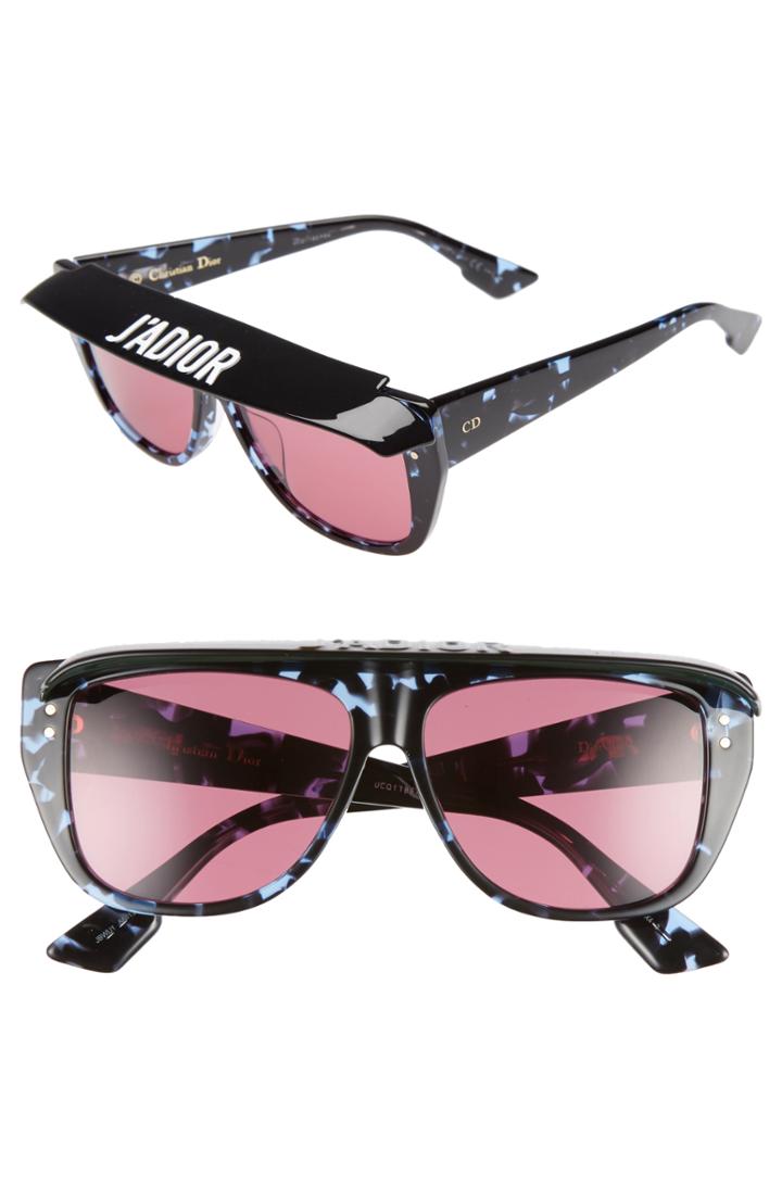 Women's Dior Diorclub2s 56mm Square Sunglasses With Removable Visor - Blue Havana