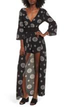 Women's Socialite Print Maxi Romper - Black