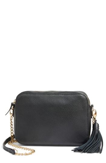 Nordstrom Ella Tassel Leather Crossbody Bag - Black