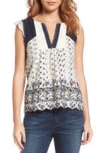 Women's Lucky Brand Back Keyhole Embroidered Top
