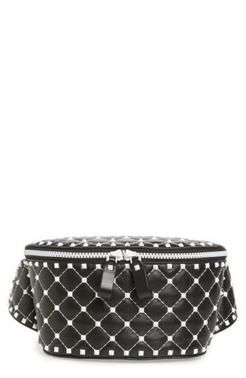 Valentino Garavani Rockstud Matelasse Leather Belt Bag - Black