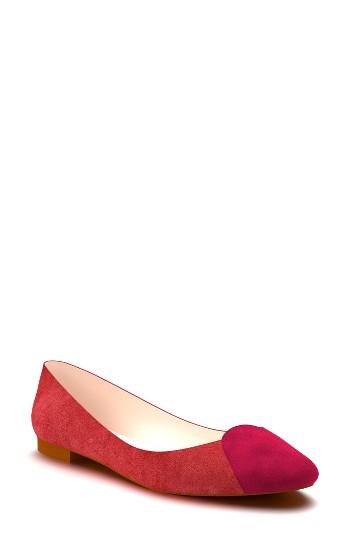 Women's Shoes Of Prey Cap Toe Ballet Flat B - Red