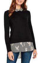 Women's Wallis Bird Stripe Contrast Pullover Us / 18 Uk - Black