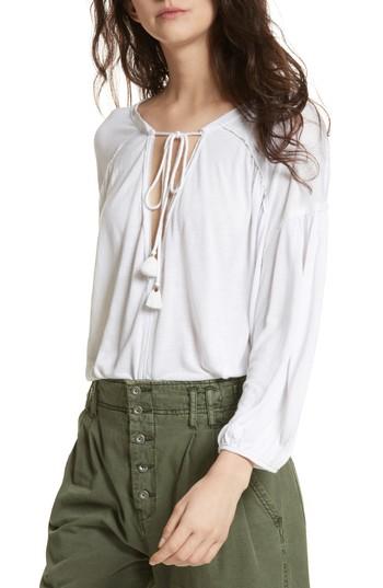 Women's Free People Just A Henley Linen Blend Top - White