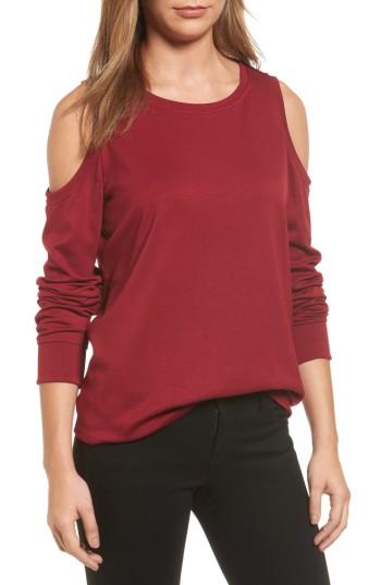Women's Gibson Cold Shoulder Sweatshirt, Size - Burgundy