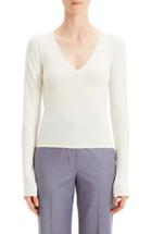 Women's Theory Low V-neck Sweater, Size - Ivory