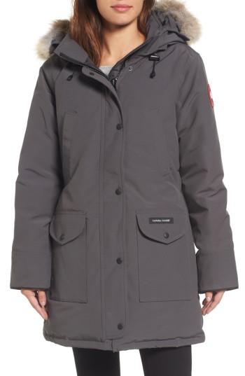 Women's Canada Goose 'trillium' Regular Fit Down Parka With Genuine Coyote Fur Trim - Grey