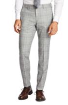 Men's Bonobos Jetsetter Flat Front Plaid Stretch Wool Trousers X 37 - Grey