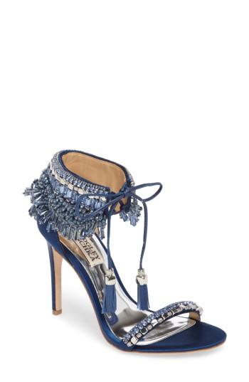 Women's Badgley Mischka Katrina Embellished Tie Sandal M - Blue